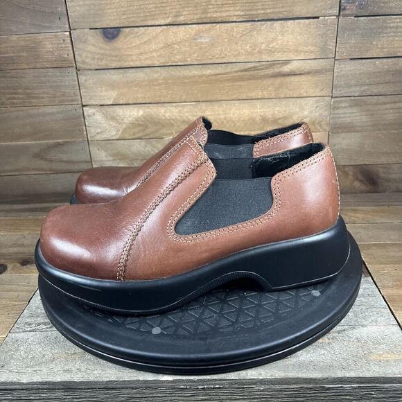 Dansko Jocelyn Womens Size 7 Brown Leather Comfort Platform Chunky Loafer Shoes - Picture 3 of 10